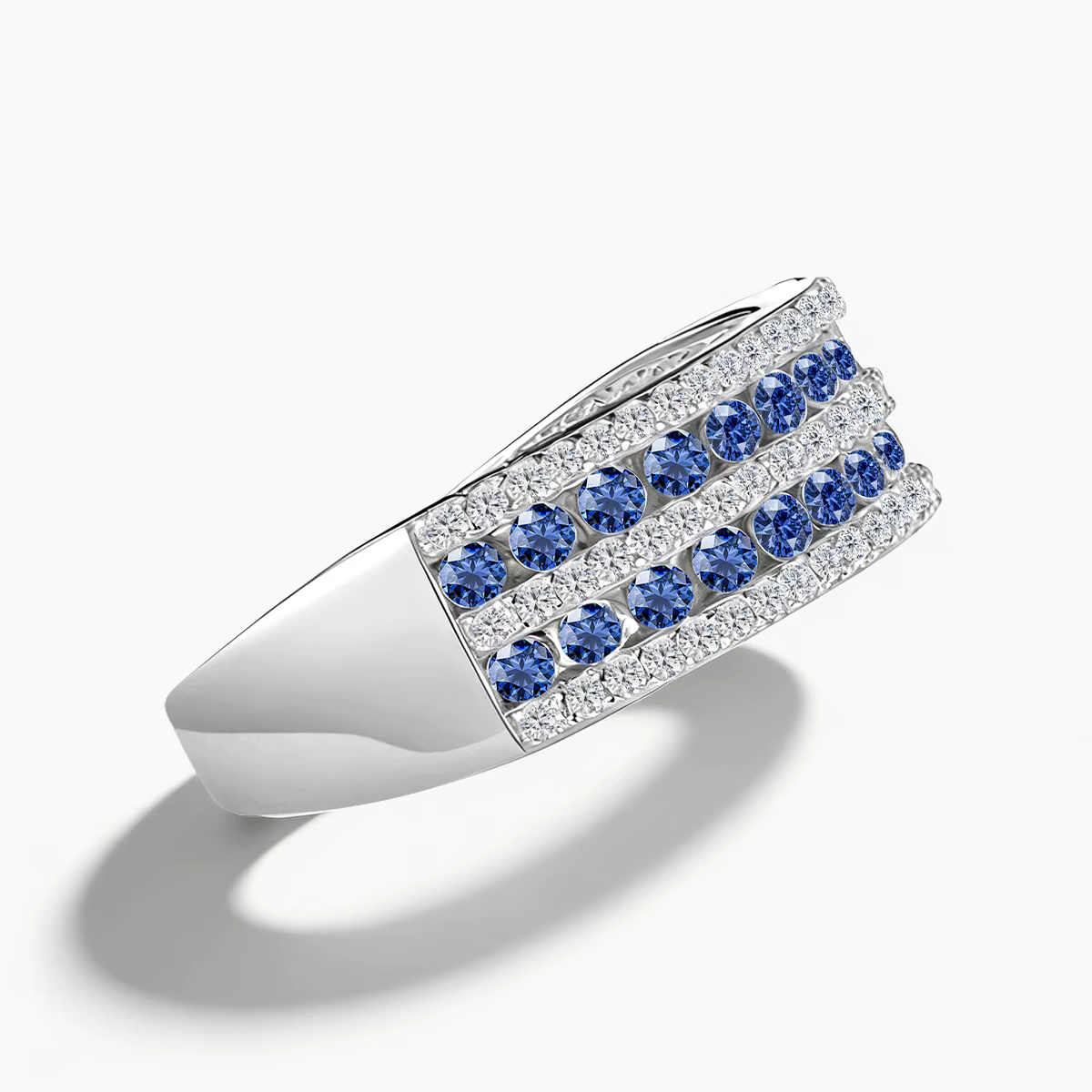 Bague en argent sterling 925 avec corindon bleu et moissanite pour femme, alliance de mariage, bague de promesse de luxe pour fiançailles, bijoux d'anniversaire