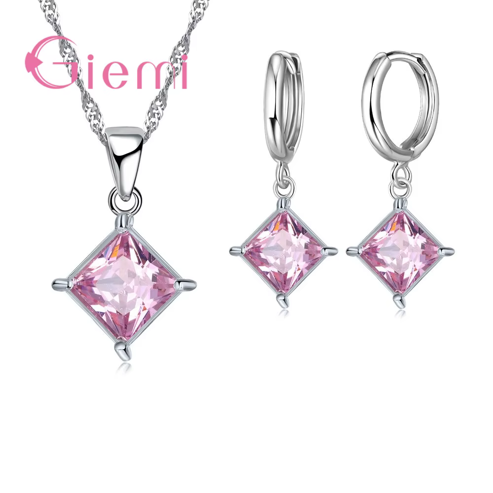 Collier et boucles d'oreilles en argent Sterling 925 pour femmes