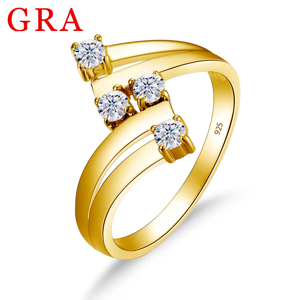 Bague Moissanite complète en or jaune