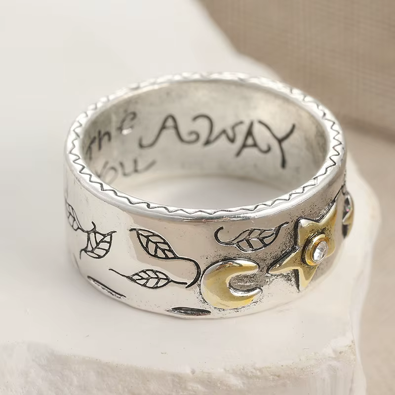 Bague minimaliste étoiles et lune pour femmes et hommes