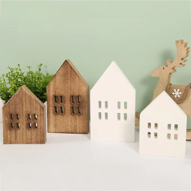 Ornements artisanaux en bois de bureau, cabine de maison, décoration nordique de salon, magasin de produits en bois, décoration de vacances, ornement en bois