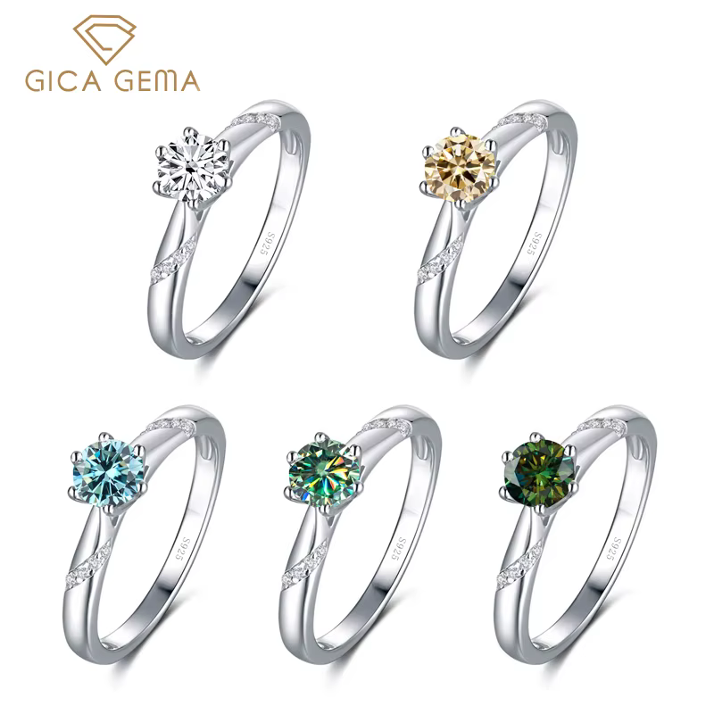 Gica Gema-Bagues en diamant Moissanite pour femme