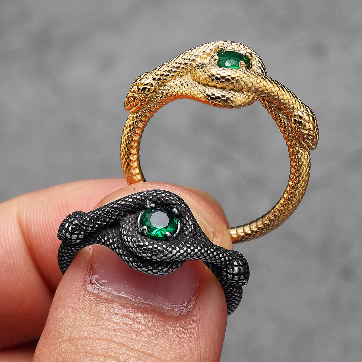 Serpent pierres précieuses Viper hommes anneaux en acier inoxydable rétro Punk Hiphop nouveau chez les femmes bijoux accessoires de mode cadeau en gros