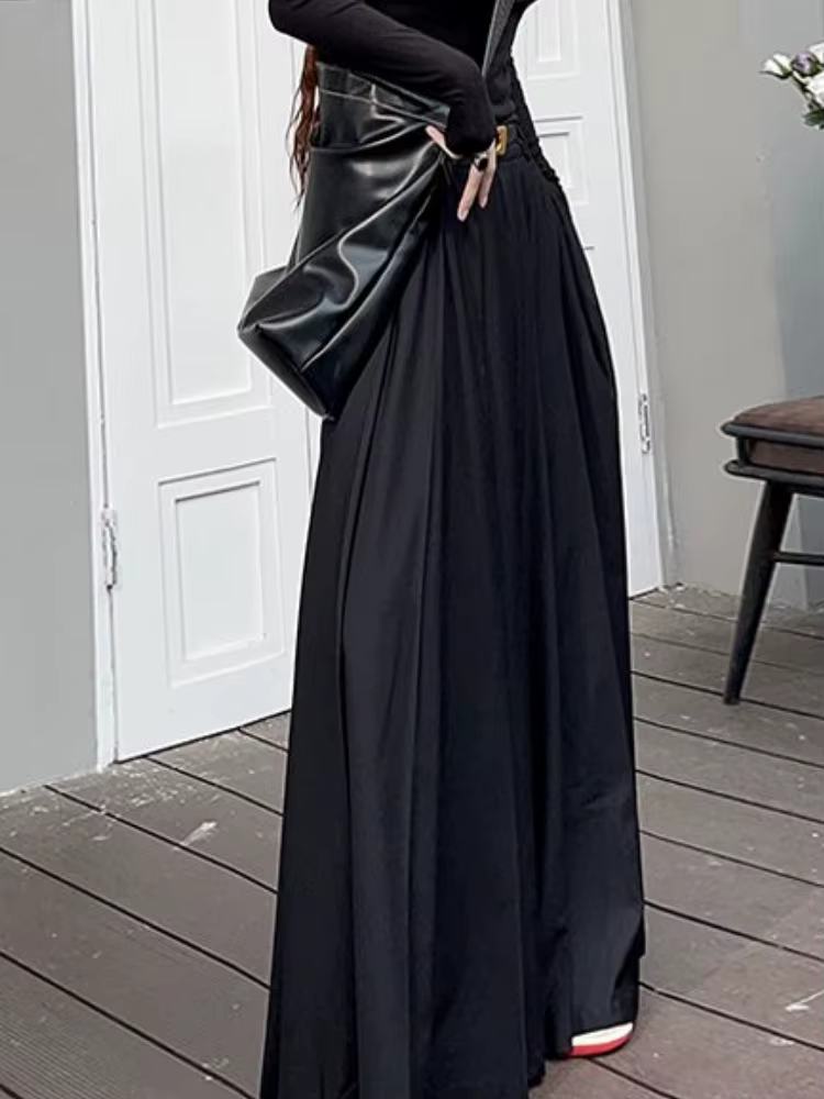 Jupes femmes printemps plissé longueur de plancher solide Simple classique gracieux populaire nouvellement jeune élégant Cool Style coréen offre spéciale