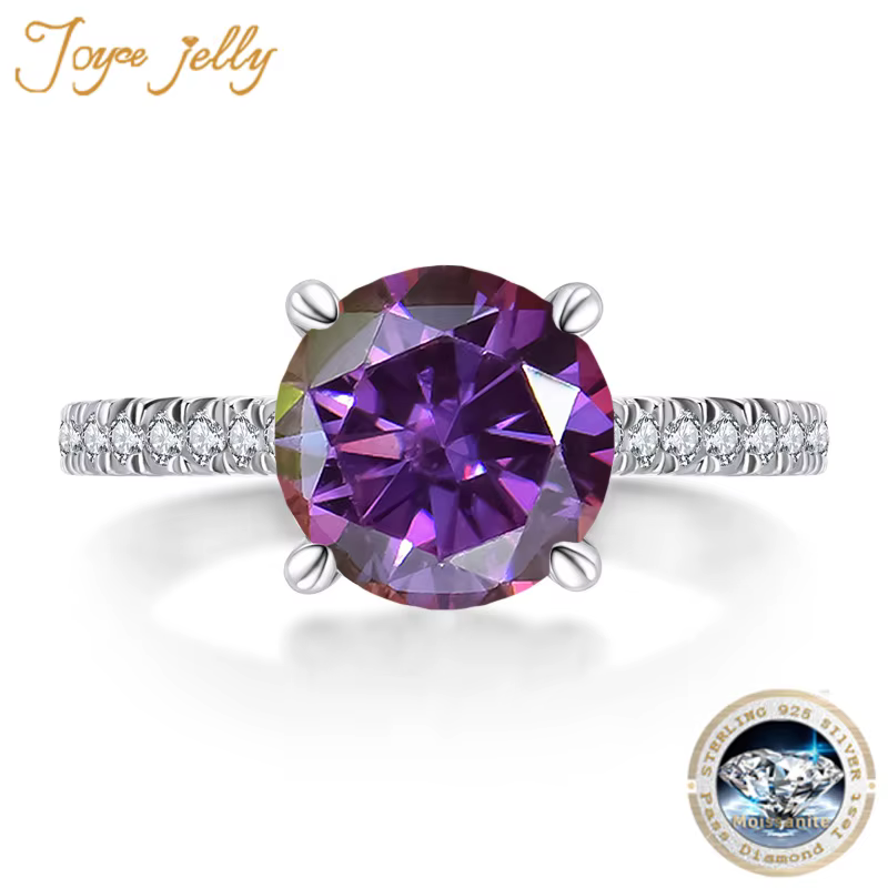 PomerceJelly-Bague Moissanite en argent regardé S925 pour femme