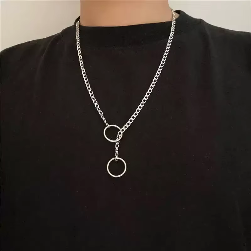 Collier coeur en acier inoxydable été femmes filles rétro Punk couleur argent