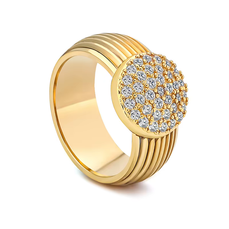 Bagues en Zircon Rose Plaqué Or 18K pour Femme – Bijoux Tendance Minimalistes de Luxe pour Quotidien et Soirées – Cadeau Idéal