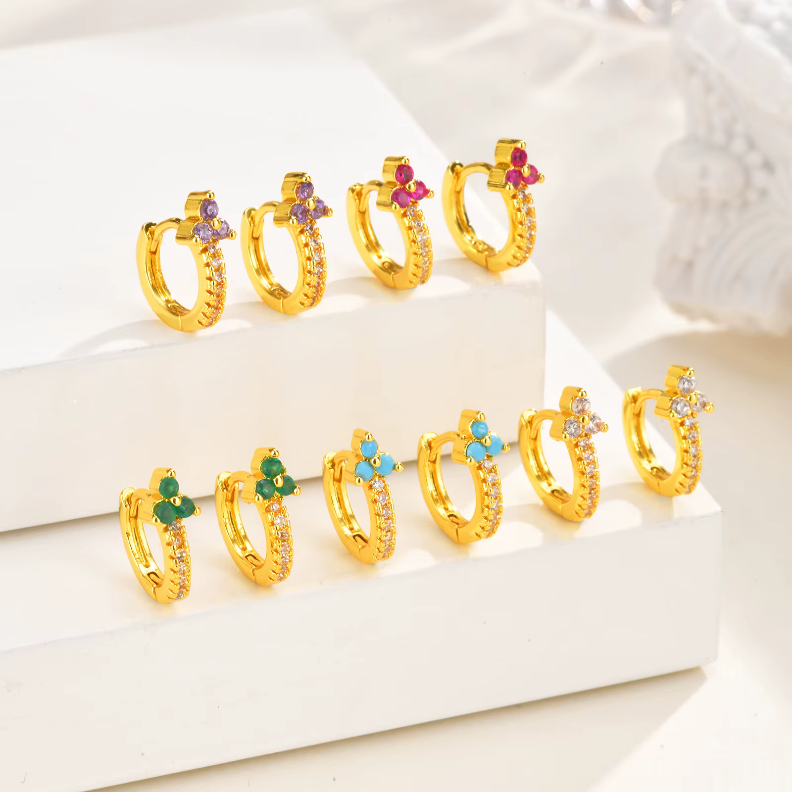 Vnox – boucles d'oreilles de luxe en Zircon coloré pour femmes