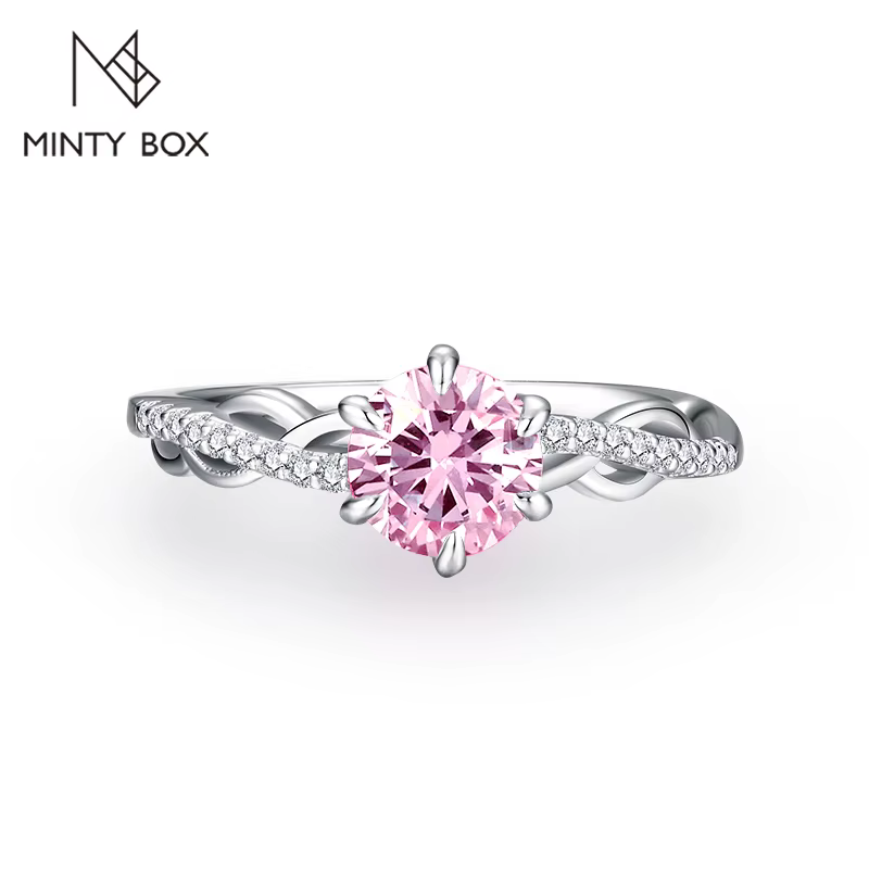 Bague en Moissanite Rose pour Femme