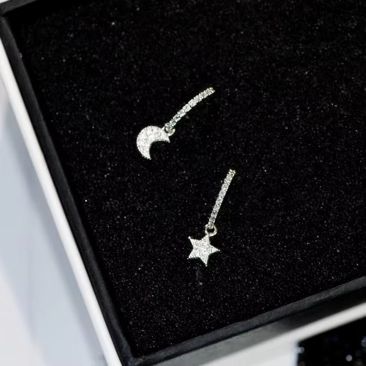 Boucles d'oreilles étoile en argent regardé 925 pour femme