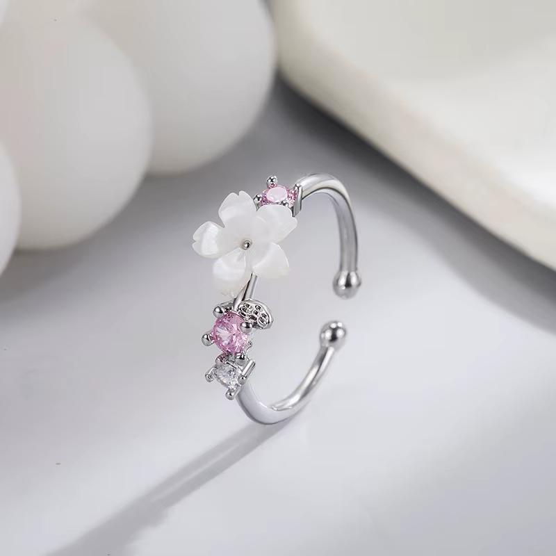 Bagues à fleurs romantiques roses pour femmes
