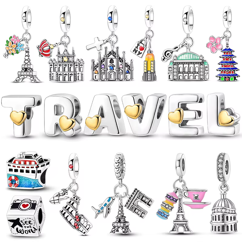 Breloques de voyage en argent sterling 925