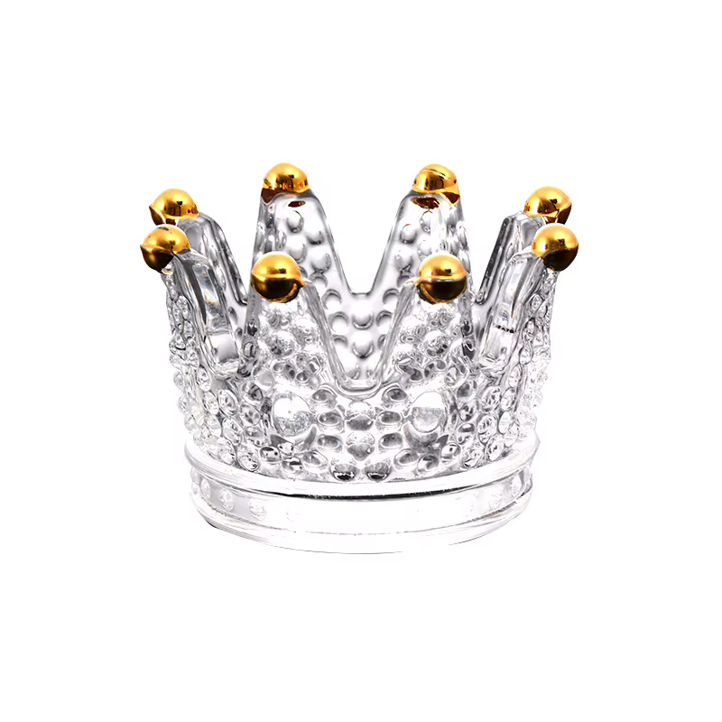 Bougeoir en verre avec couronne en cristal européen