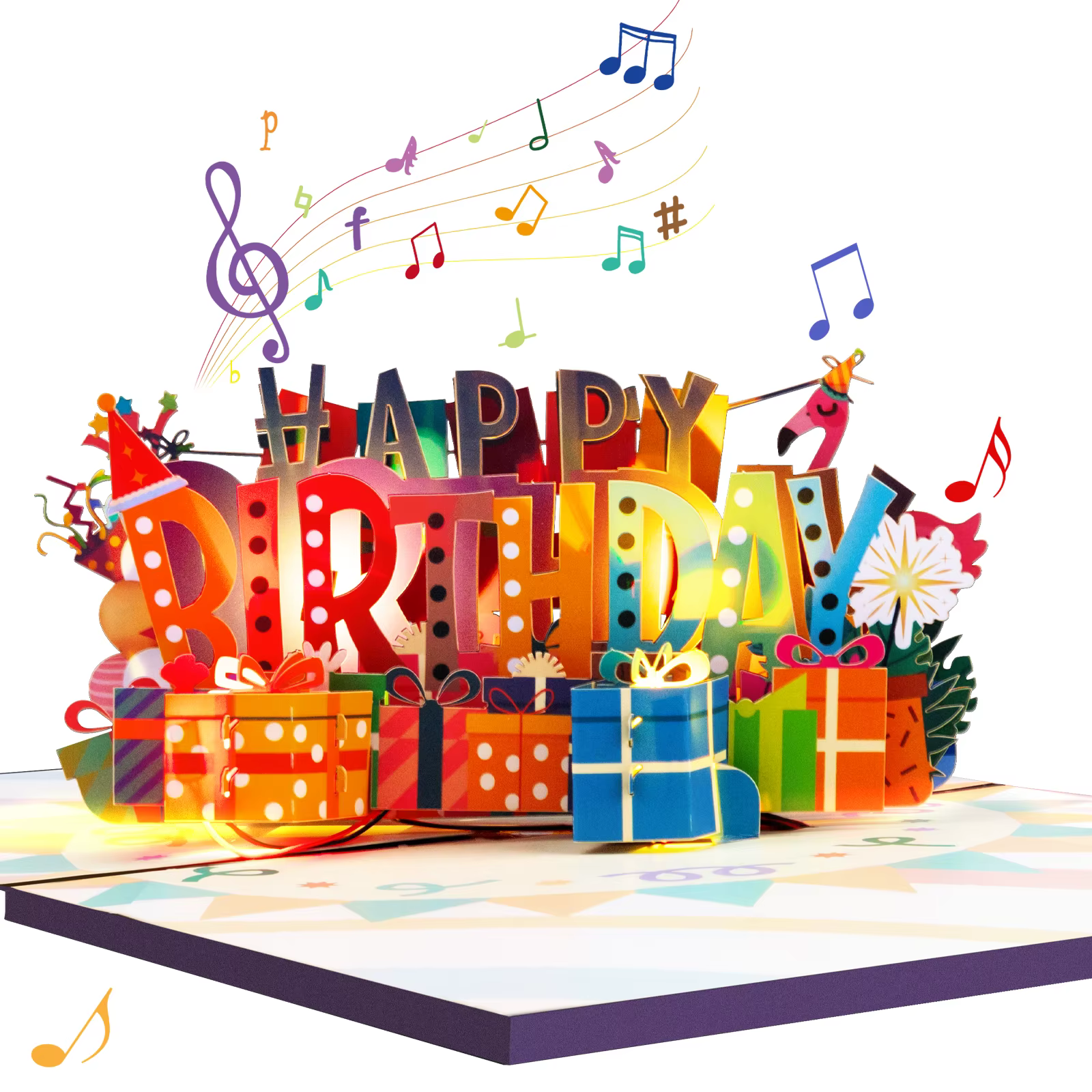 Carte d'anniversaire avec musique et lumière