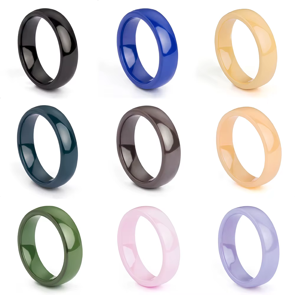 Bague en céramique classique de 6 mm pour femmes et couples