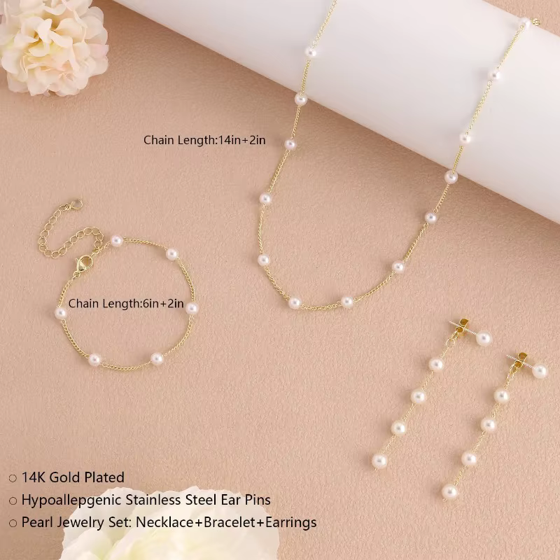 Minar – ensemble de bijoux classiques en perles d'imitation pour femmes