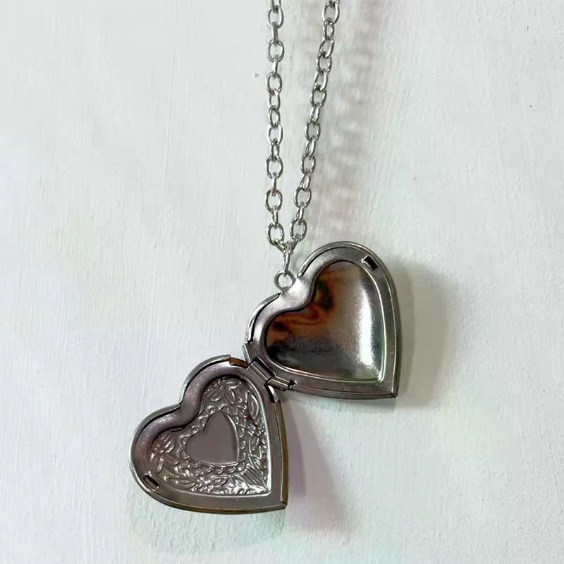 Mode Baroque Vintage en forme de coeur Photo boîte pendentif collier bijoux Photo Photo médaillon