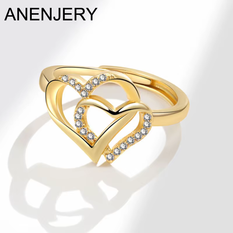 Bague Double Amour Coeur Brcorporelle pour Femme