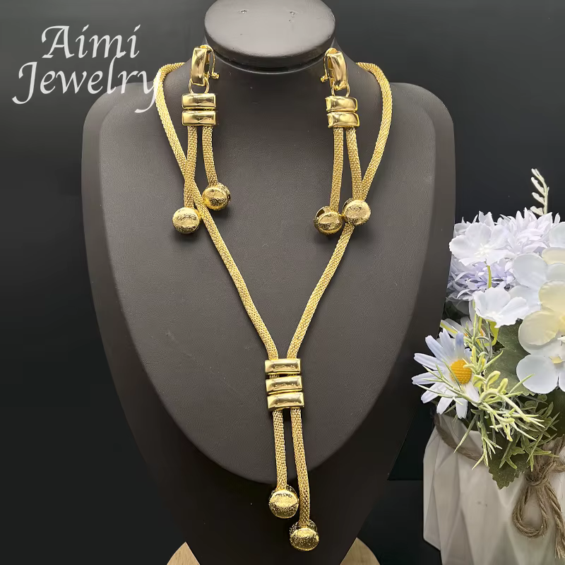 Ensemble de bijoux plaqués or 24 carats pour femmes