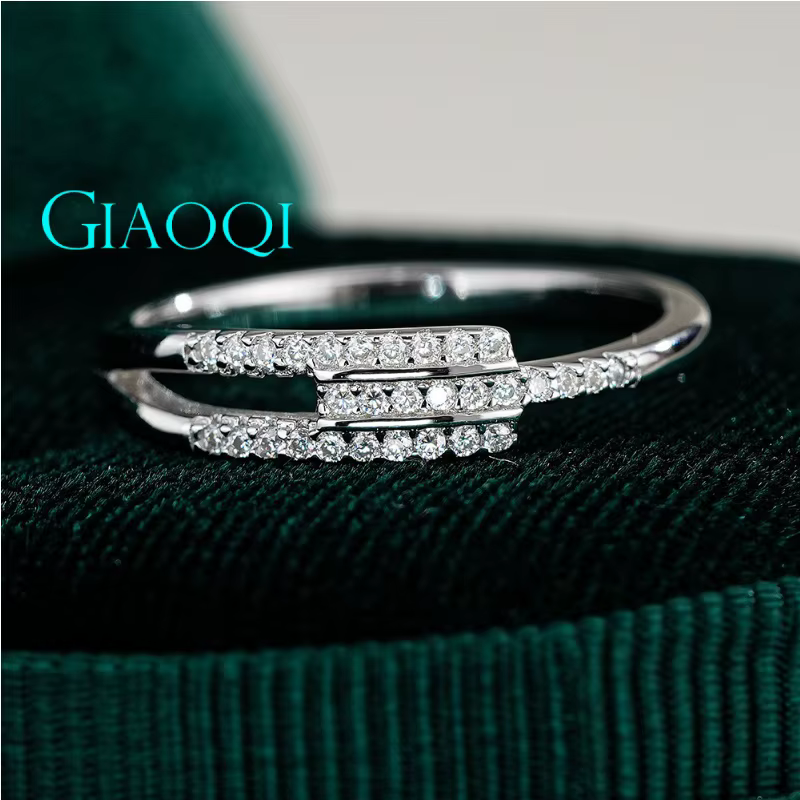 GIAOQI Bague en or blanc 18 carats avec moissanite taille brillant de 1 carat