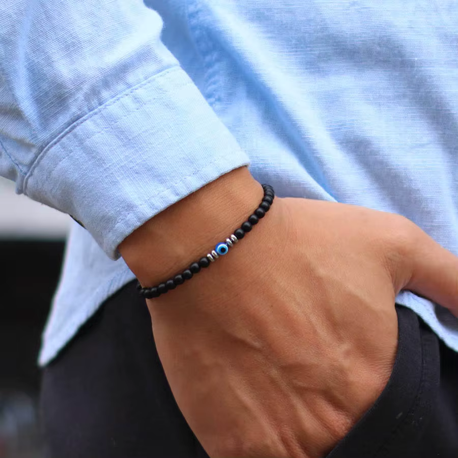 Bracelet de perles classique pour hommes, accessoires de vêtements, mauvais yeux naturels, Howlite, yeux de tigre, pierre enveloppante, Braslet de guérison, 4mm