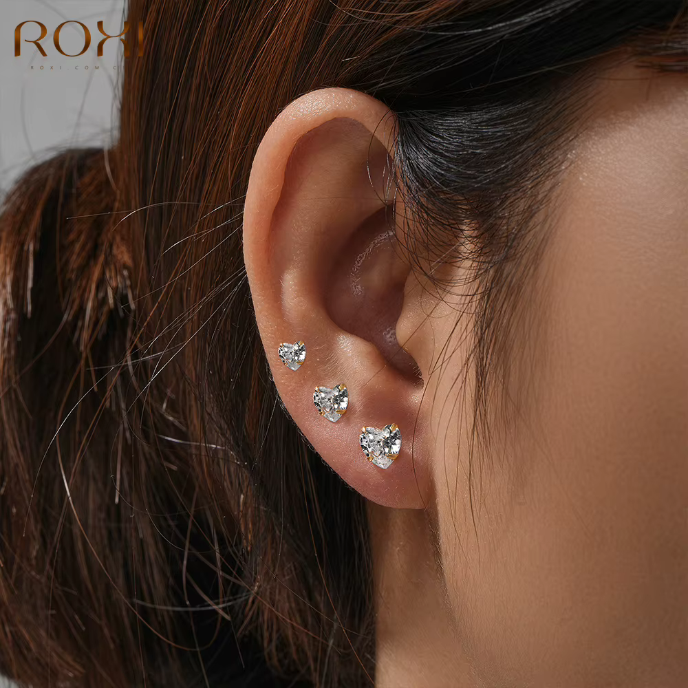 ROGHTS-Ensemble de Boucles d'Oreilles en Argent Sterling 925 pour Femme, 3/4/5mm, Piercing en Clip, Bijoux de Mariage