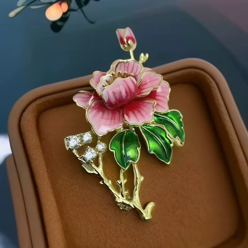 Broches de luxe en forme de pivoine pour femmes