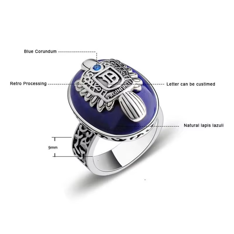 The Vampire Diaries – bagues Damon Salvatore en argent 925 pour hommes