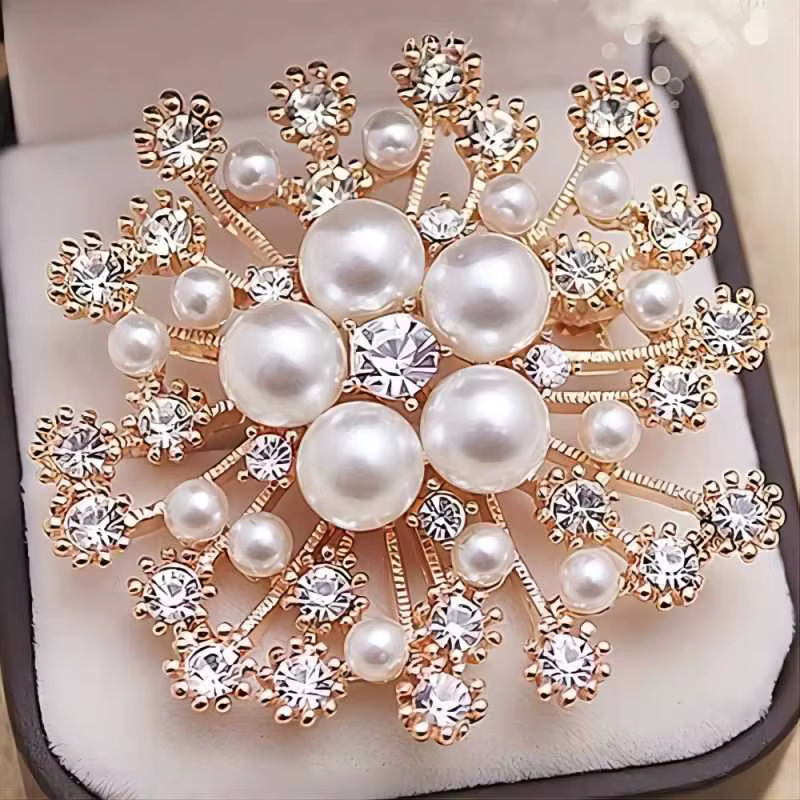 Grand strass perle flocon de neige broches noël