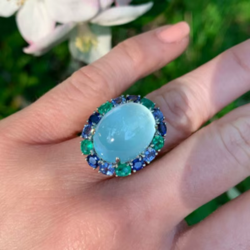 Bague de luxe pour femme incrustée de zircons multicolores