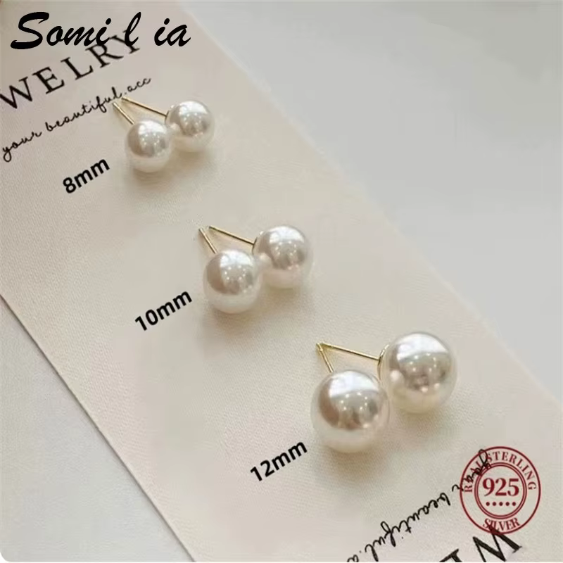 Somilia-Boucles d'oreilles à tige en argent regardé 925 pour femmes, haute qualité, bijoux populaires, cadeaux, vente en gros, 4-12mm