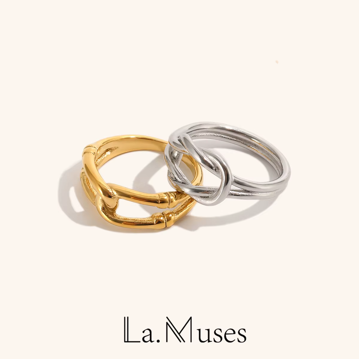 La.Muses-Bague de couple enveloppée en acier inoxydable pour femme