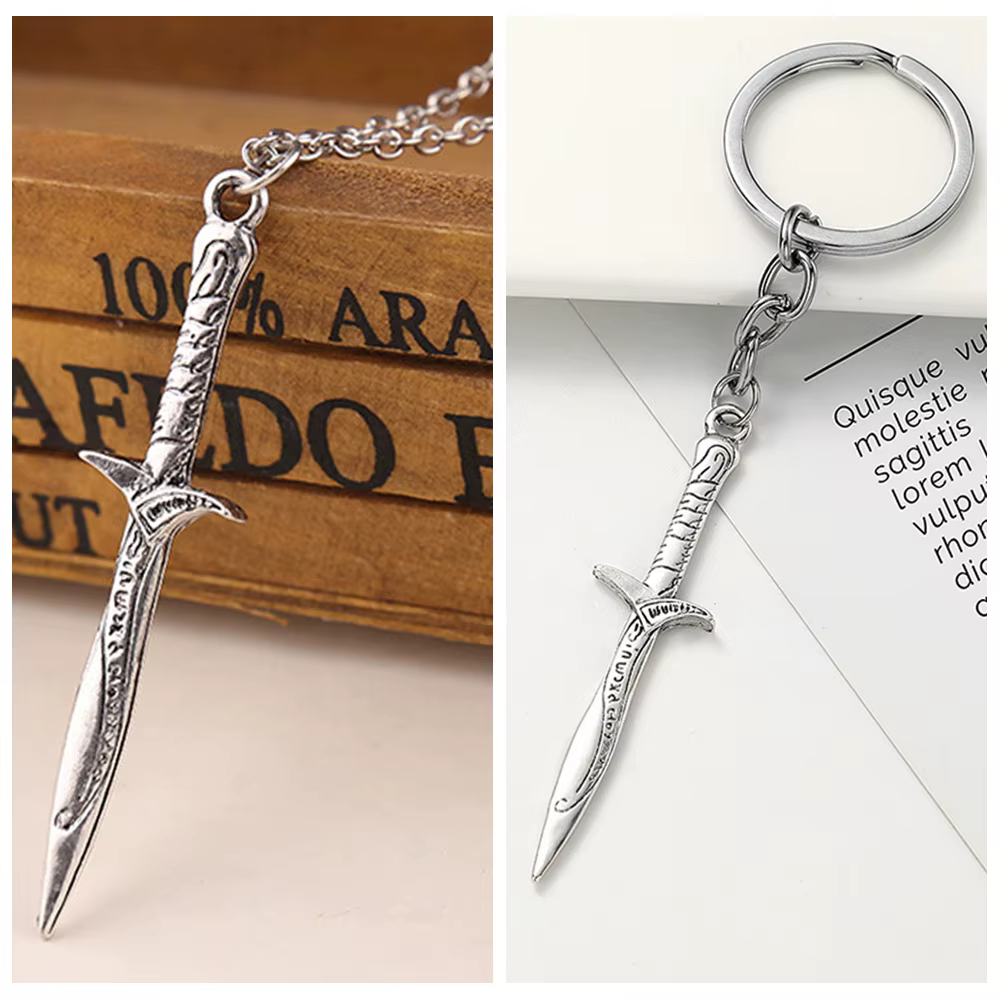 Collier et porte-clés épée Vintage du Seigneur des Narsil