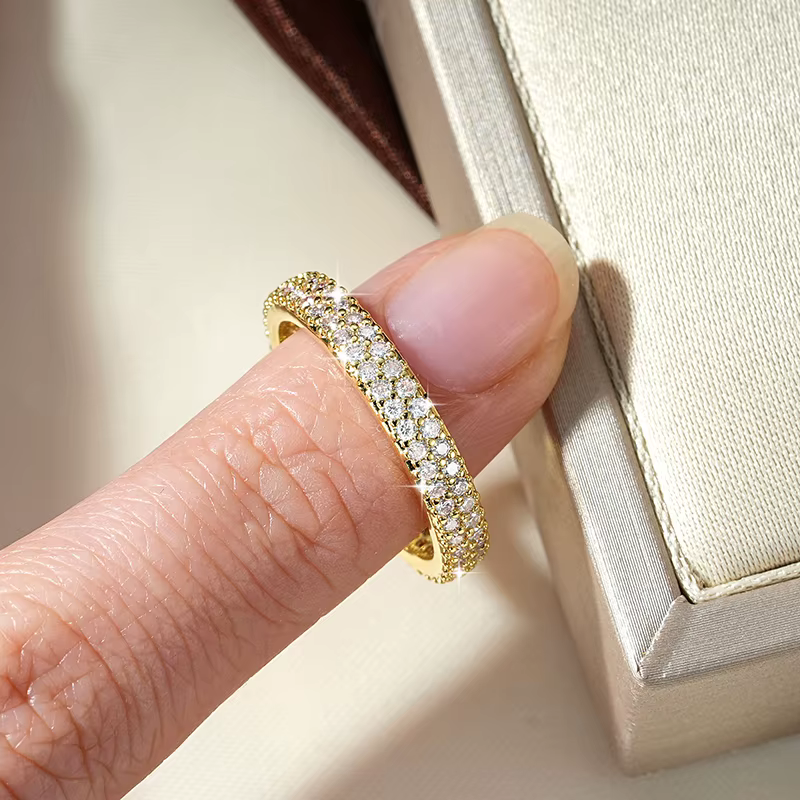 Bague d'éternité en moissanite certifiée Lnngy à double rangée de 1