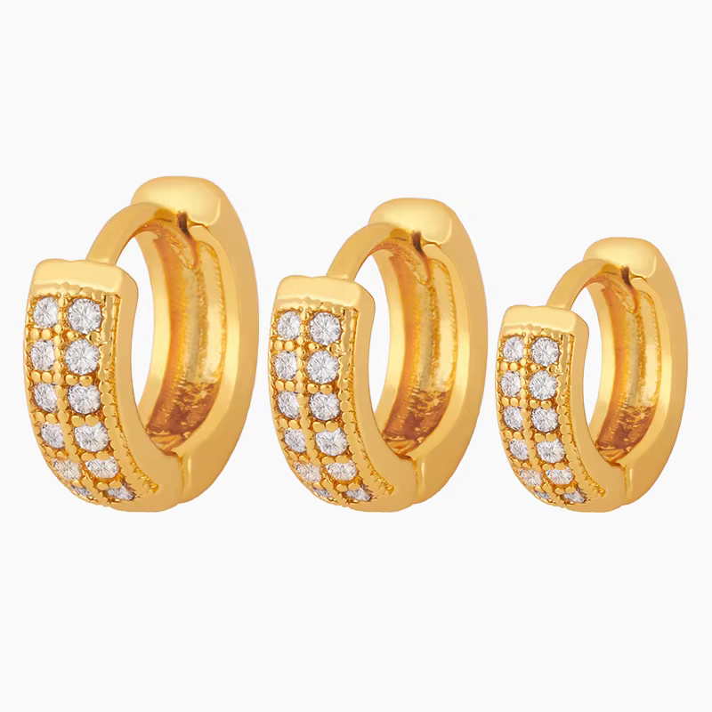 OCESRIO bricolage or petite Double rangée Zircon boucles d'oreilles crochets pour les femmes