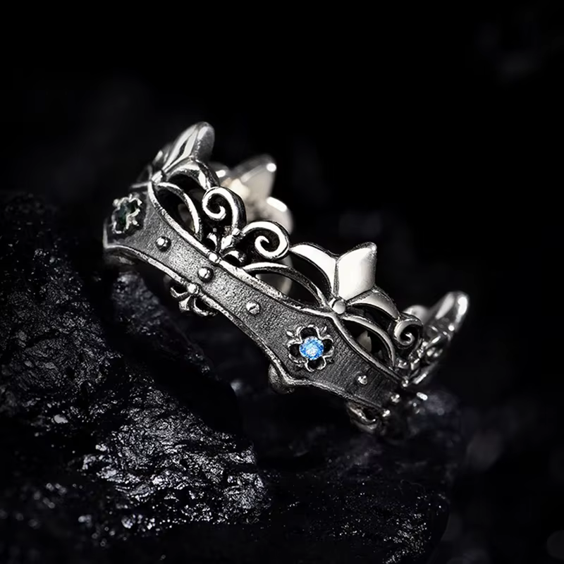 Bague couronne en argent thaïlandais avec Zircon