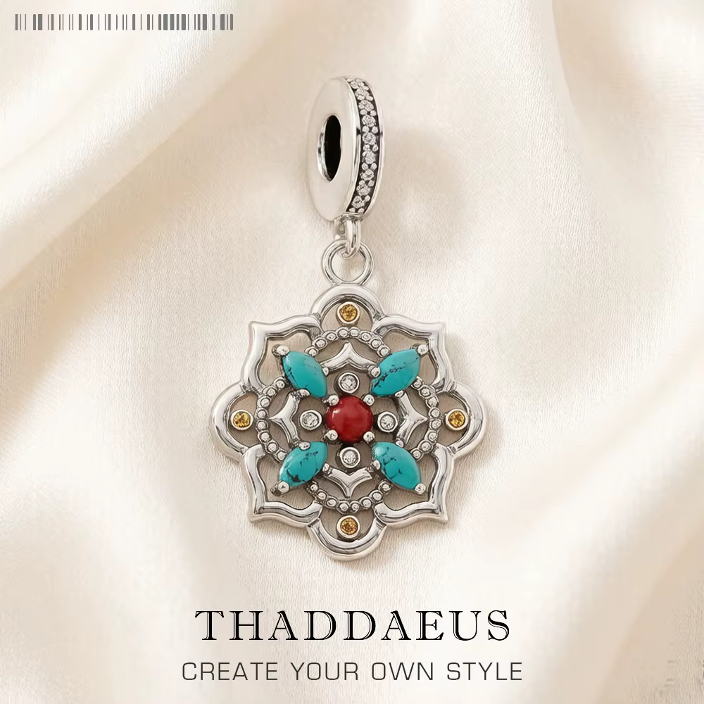 Breloque fleur de Lotus en argent Sterling 925