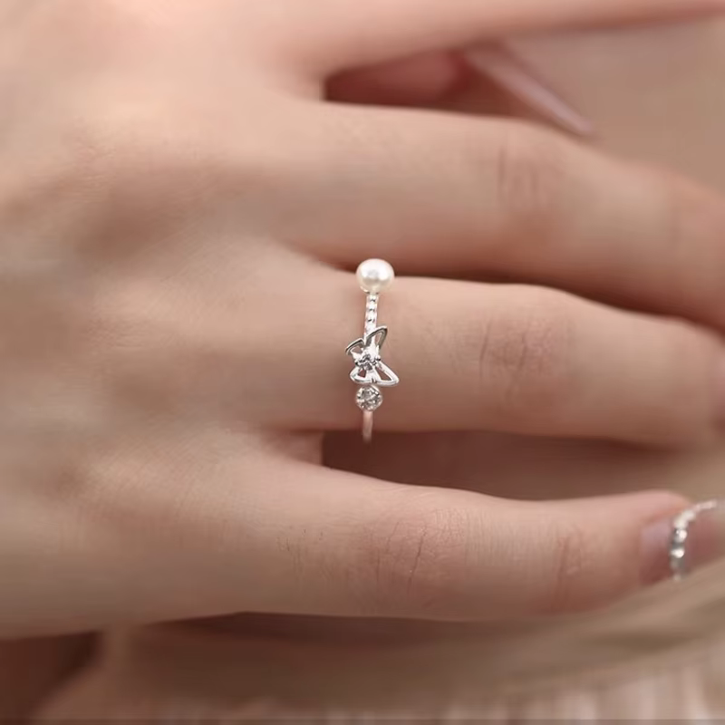 Bagues papillon en argent regardé 925 pour femmes et filles