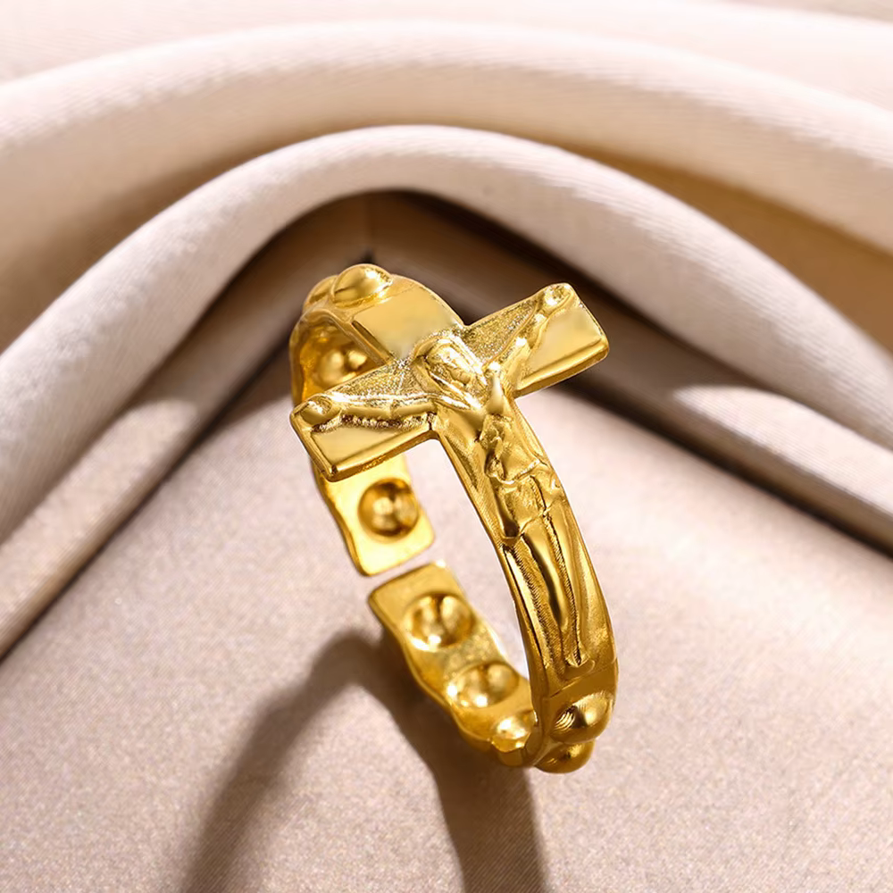 Bagues Vintage en forme de croix de jésus pour femmes et hommes