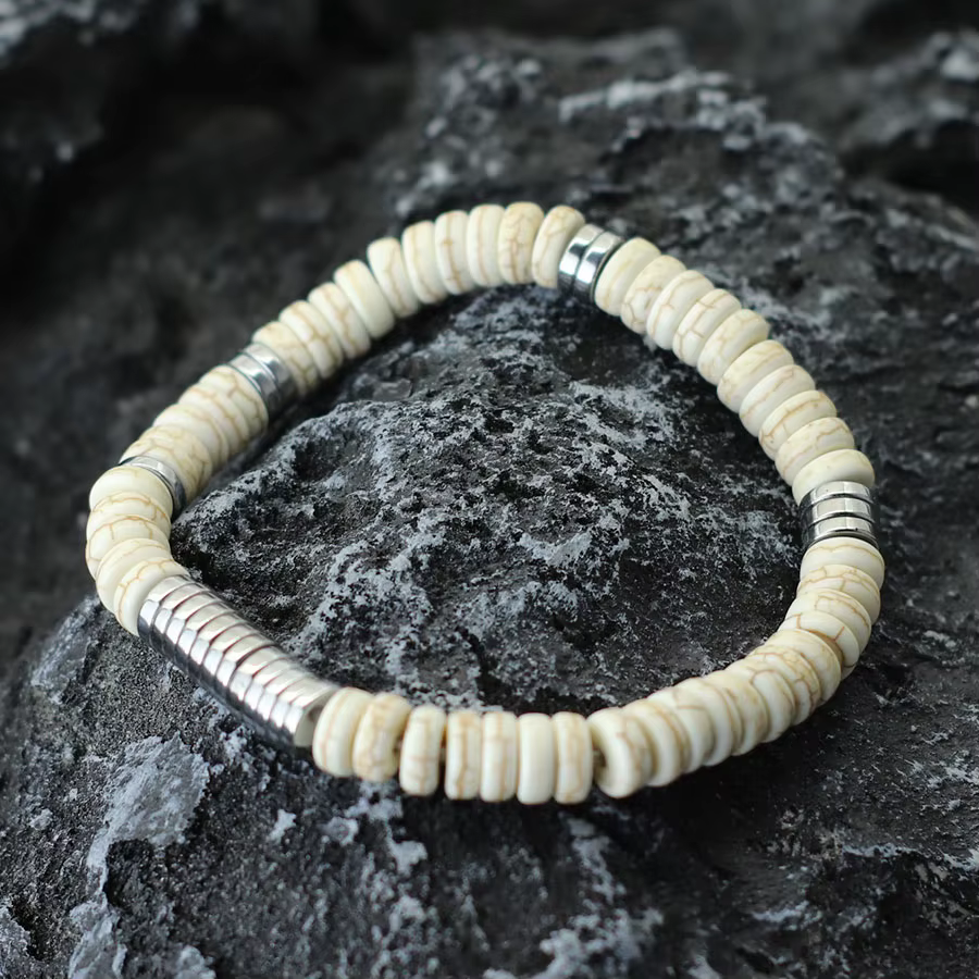 Bracelet en pierre howlite naturelle unisexe