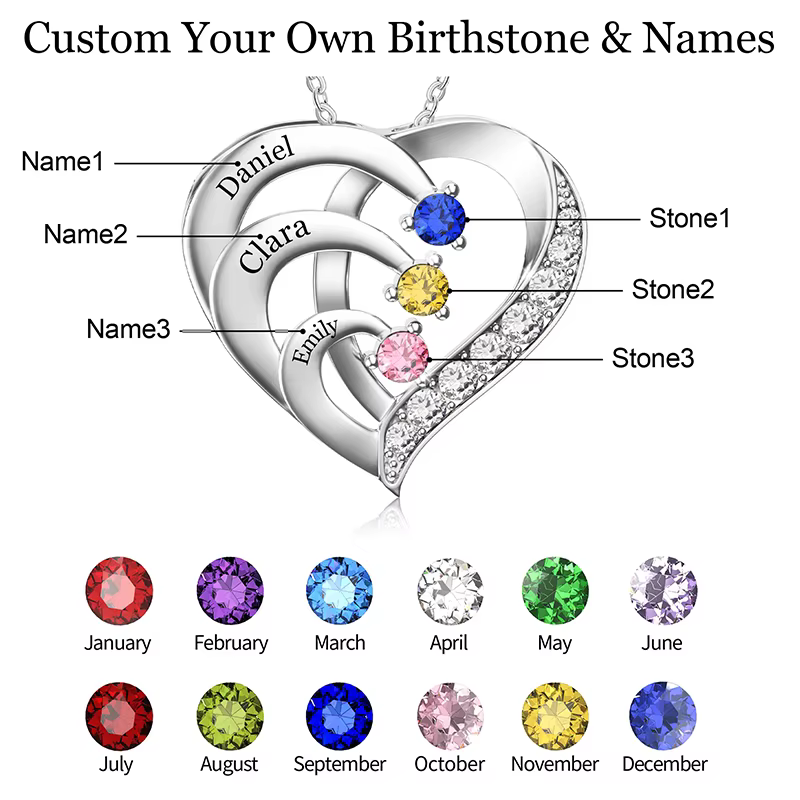 Collier personnalisé avec nom et pierres de naissance