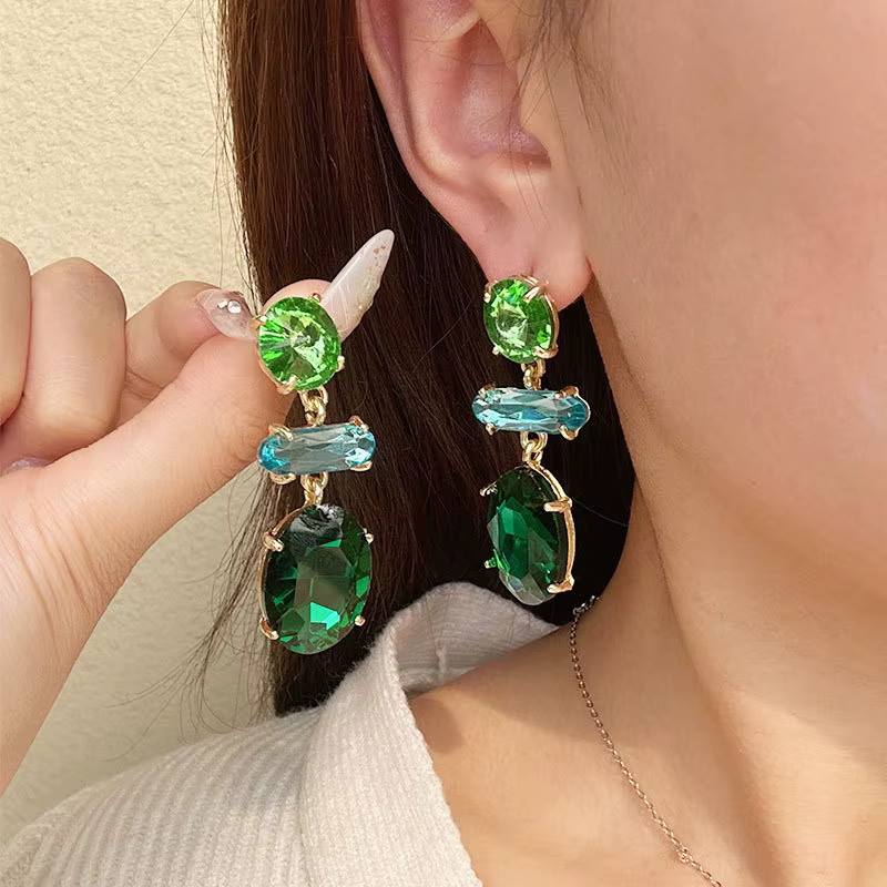Boucles d'oreilles pendantes en cristal de luxe pour femmes