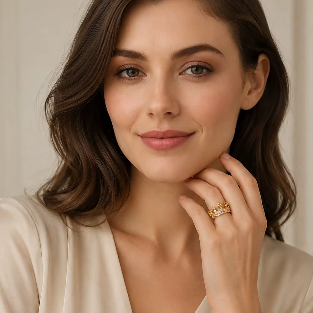 Couronne de bague royale en argent Sterling 925
