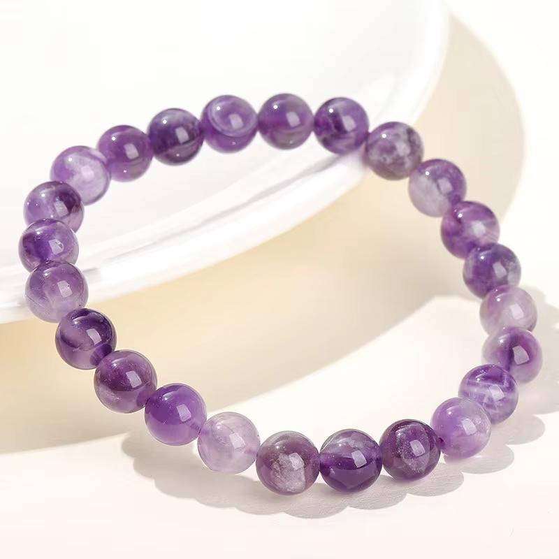 JD Bracelets perlés en pierre d'améthyste et dentelle de rêve naturelle pour femmes
