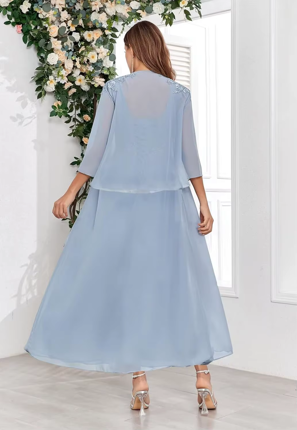 Robes de mère de la mariée et du marié personnalisées en 2 pièces avec veste pour femmes