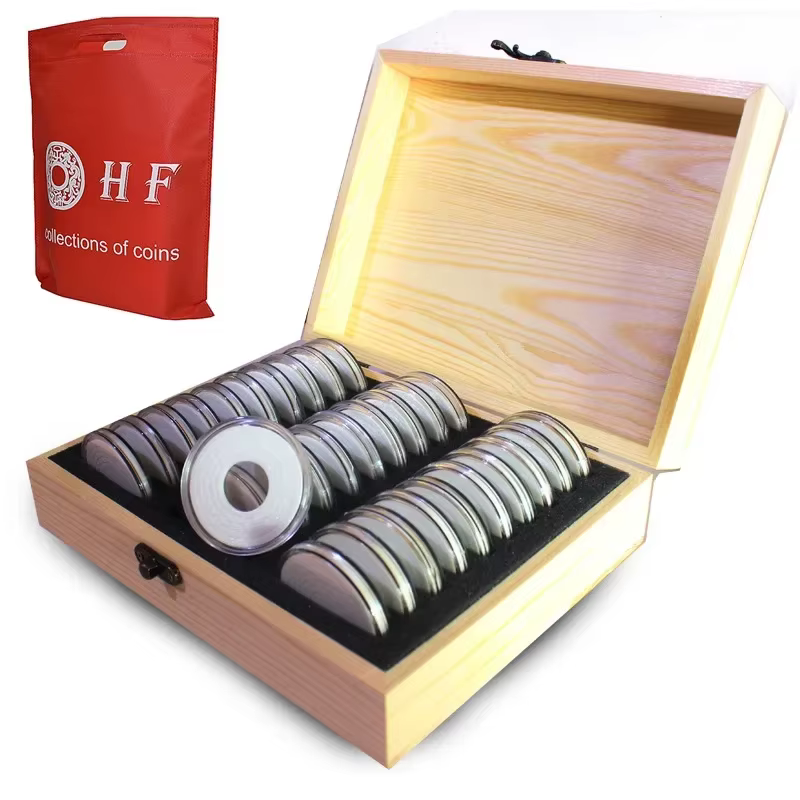 Boîte de rangement pour pièces commémoratives avec coussin de réglage
