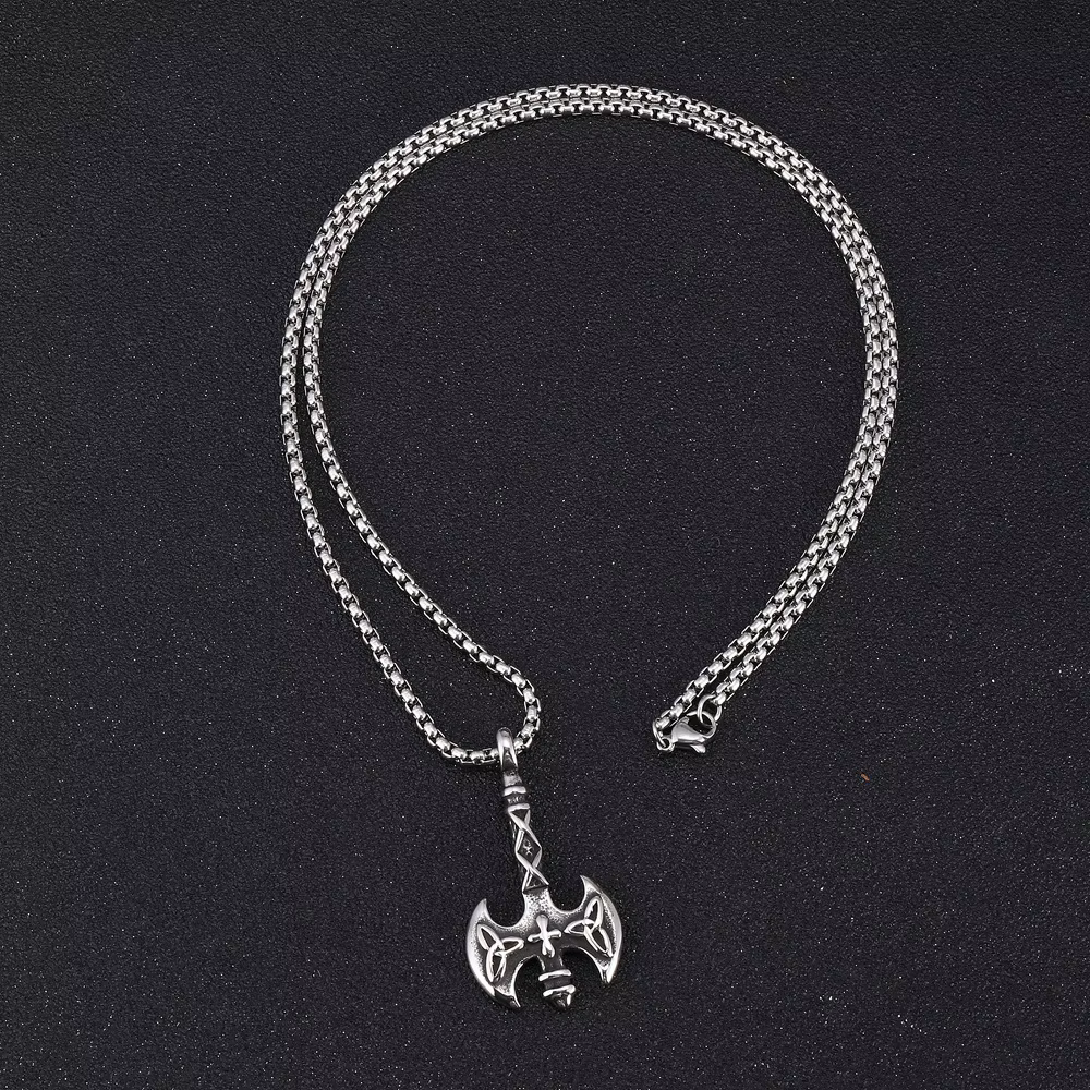 Collier pendentif hache Viking pour femmes et hommes