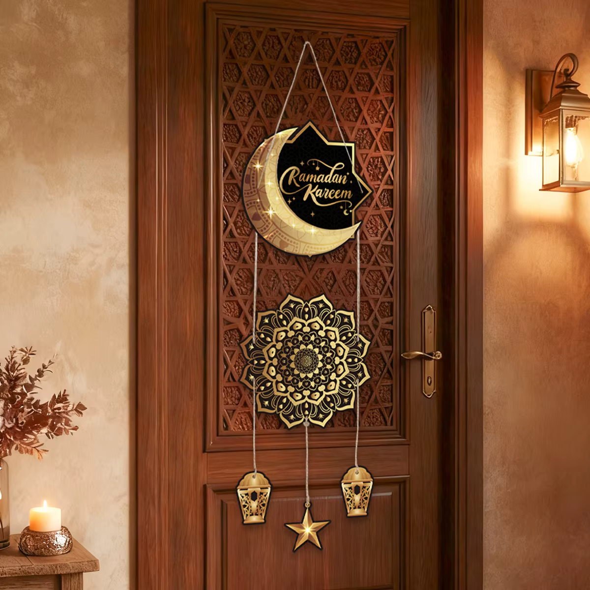 Eid Mubarak porte suspendue drapeau Kareem Ramadan décor pour la maison 2025