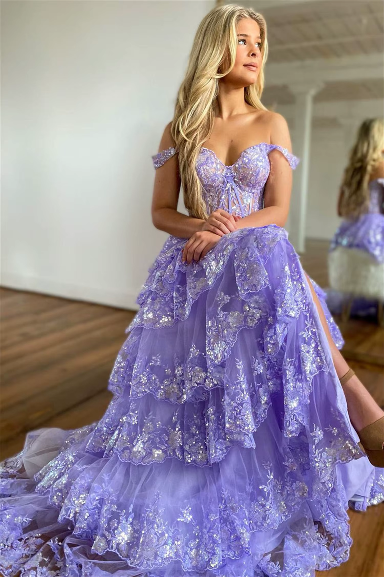 Aileen-Robe de Soirée en Dentelle pour Femme