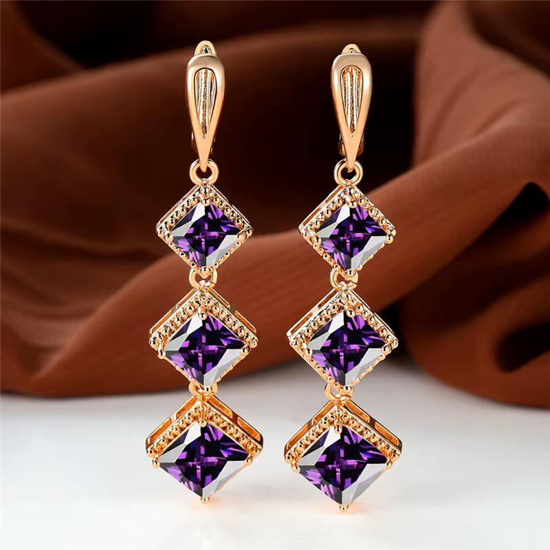 Boucles d'oreilles de fiançailles couleur or Rose